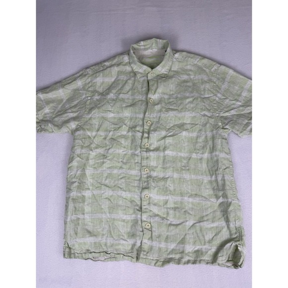 Tommy Bahama Other - Tommy Bahama Men's Green Plaid Button Up Camp Shirt Size L Large 100% Linen